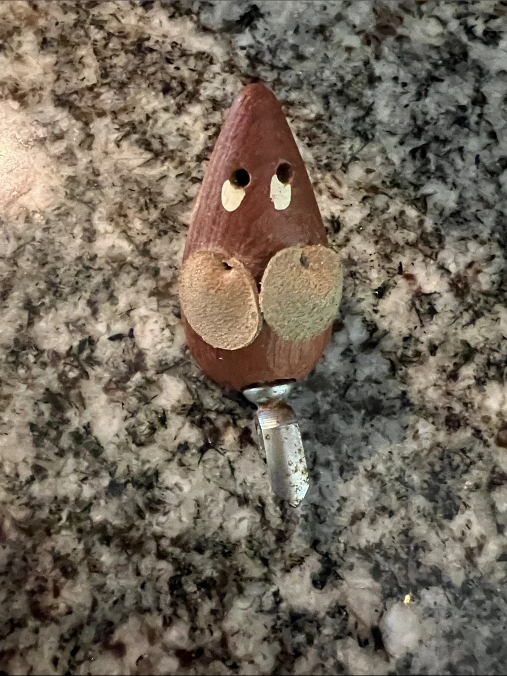 Source Unknown Brown Wooden Bird Toy with Beige Felt Accents and Metal Clip
